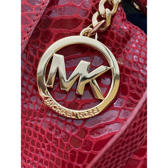 MICHAEL KORS, MEDIUM RED ANIMAL PRINT LEATHER CROSSBODY BAG - Picture 14 of 14